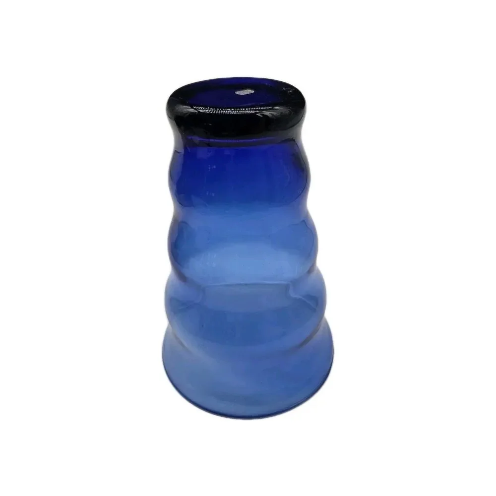 Vintage Cobalt Blue Art Deco Style Ribbed Conical Glass Vase